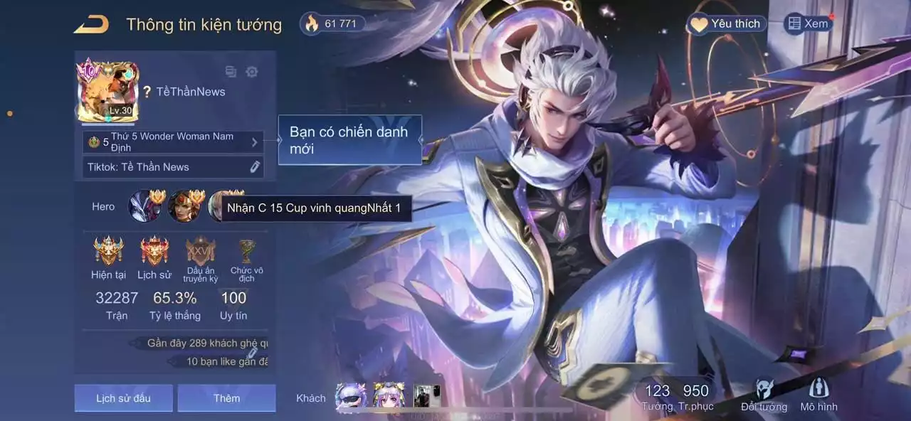 MUA BÁN ACC LIÊN QUÂN FULL SKIN, FULL 27 ẤN CAO THỦ, MÁC THÁCH ĐẤU, KHUNG THÁCH ĐẤU, TỈ LỆ THẮNG 65.3%, ĐỔI ĐƯỢC AVATAR, 4 CỤC VÀNG NAKROTH - AOI - WONDER WOMAN - TEEME, THÔNG TIN ĐẸP ĐỔI ĐƯỢC, BẢO HÀNH ĐẦY ĐỦ