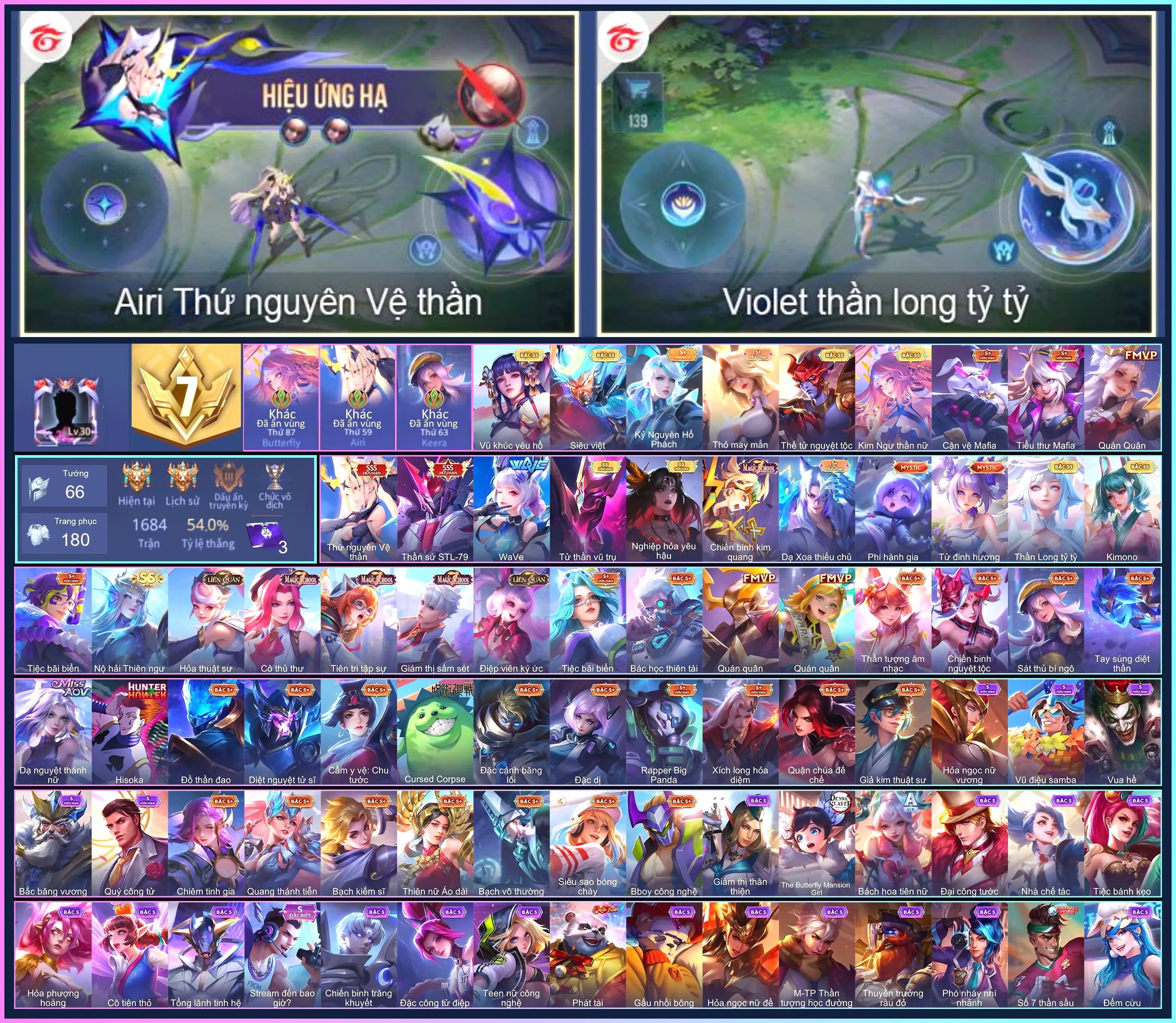 Butterfly Kim ngư thần nữ, Natalya nghiệp hỏa yêu hậu, Liliana WaVe, Violet Thần long tỷ tỷ, Hayate Tử thần vũ trụ, Airi Thứ nguyên Vệ thần, Tulen Thần sứ ST.L-79
