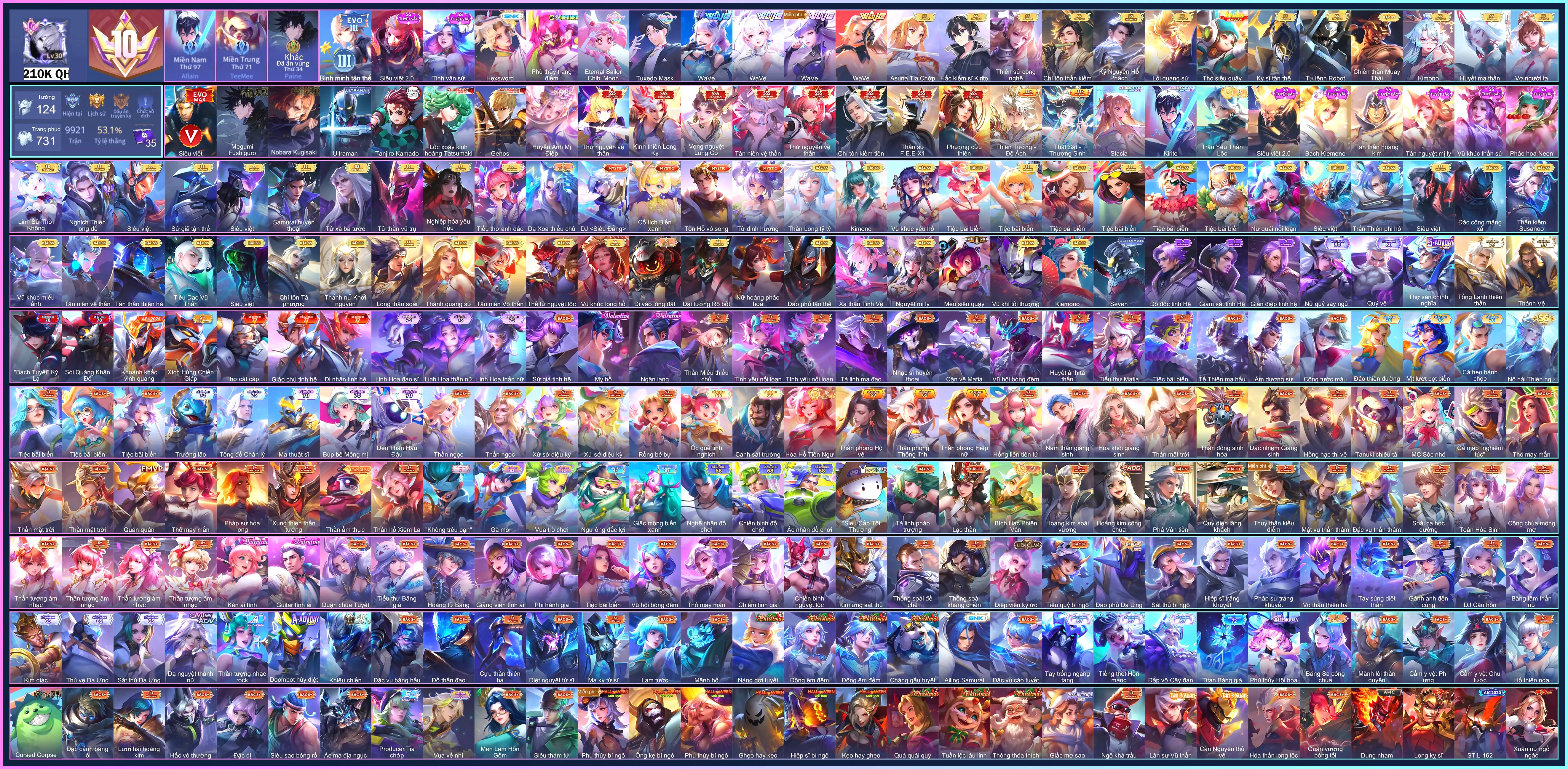 (VIP 10) MÁC CHIẾN THẦN, Asuna/Kirito v1, Stacia/Kirito v2, , full Wave, 8 SSS, Tanjro, Ultraman, Megumi, Tatsumaki, Genos, Nobara...